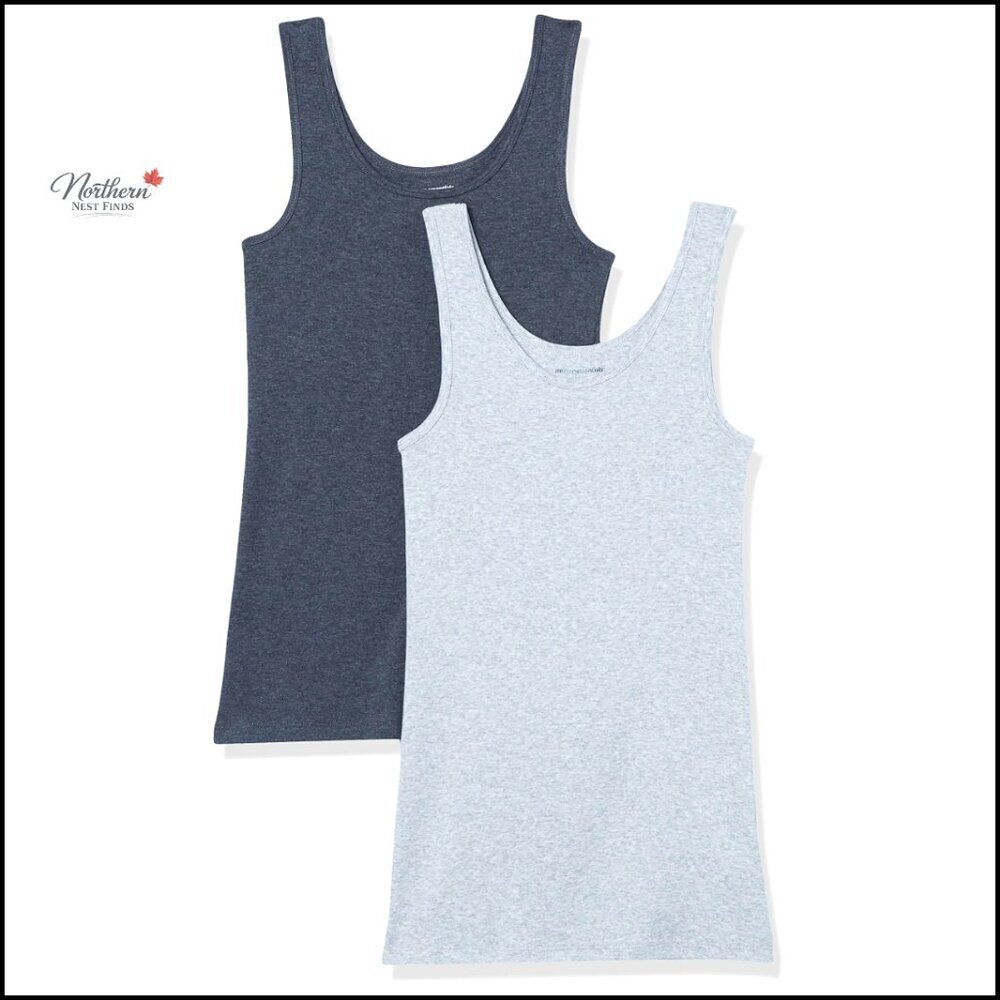 Women's Slim Fit Cotton Modal Rib Tank Top 2-Pack Size Large